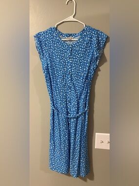 LOFT Blue Floral Midi Dress